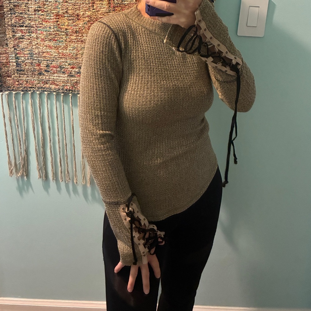 Free People Stylish Olive Green Women's Top